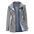 thumbnail image 5 of Christmas Clearance! Ohufall Women's Rain Jacket Outdoor Lightweight Raincoat With Removable Hoodies Windbreaker Trench Coat Clearance, 5 of 8