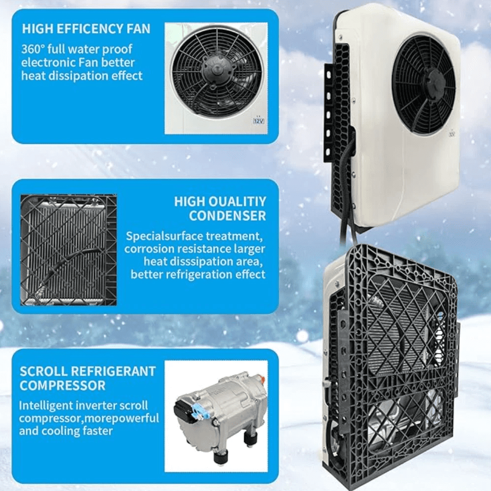 12V Truck Cab Air Conditioner Split ac Kit Universal 12 Volts Electric A/C Unit Fit Cab Truck Bus RV Caravan