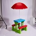 thumbnail image 4 of Kids Outdoor Picnic Table & Chair Set, Removable Sun Umbrella, 2 Built-In Benches for Backyard/Patio/Indoor Use, 4 of 11