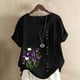 thumbnail image 2 of Vestidos Casuales Para Mujer, Blusas De Mujer De Moda Blusa informal de lino con cuello redondo, manga corta y botones para mujer, 2 of 4