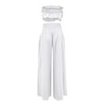thumbnail image 7 of Plus Size Summer Outfits Sleeveless Round-Neck Blouses & Shirts Sets Solid Color Long Sleeveless Strapless Lace-Up High Waist Pleated Pants Casual Suit 2 Piece Outfits Summer White xxl, 7 of 7