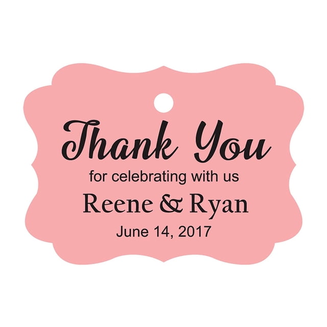 100 PCS Custom Wedding Favor Hang Tags Thank you for celebrating Personalized Paper Tags