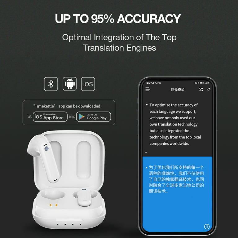 WT2 Edge/ W3 Real-Time Translator Earbuds- First AI, Hands-Free,  bi-directional, simultaneous translation earbuds by Timekettle 