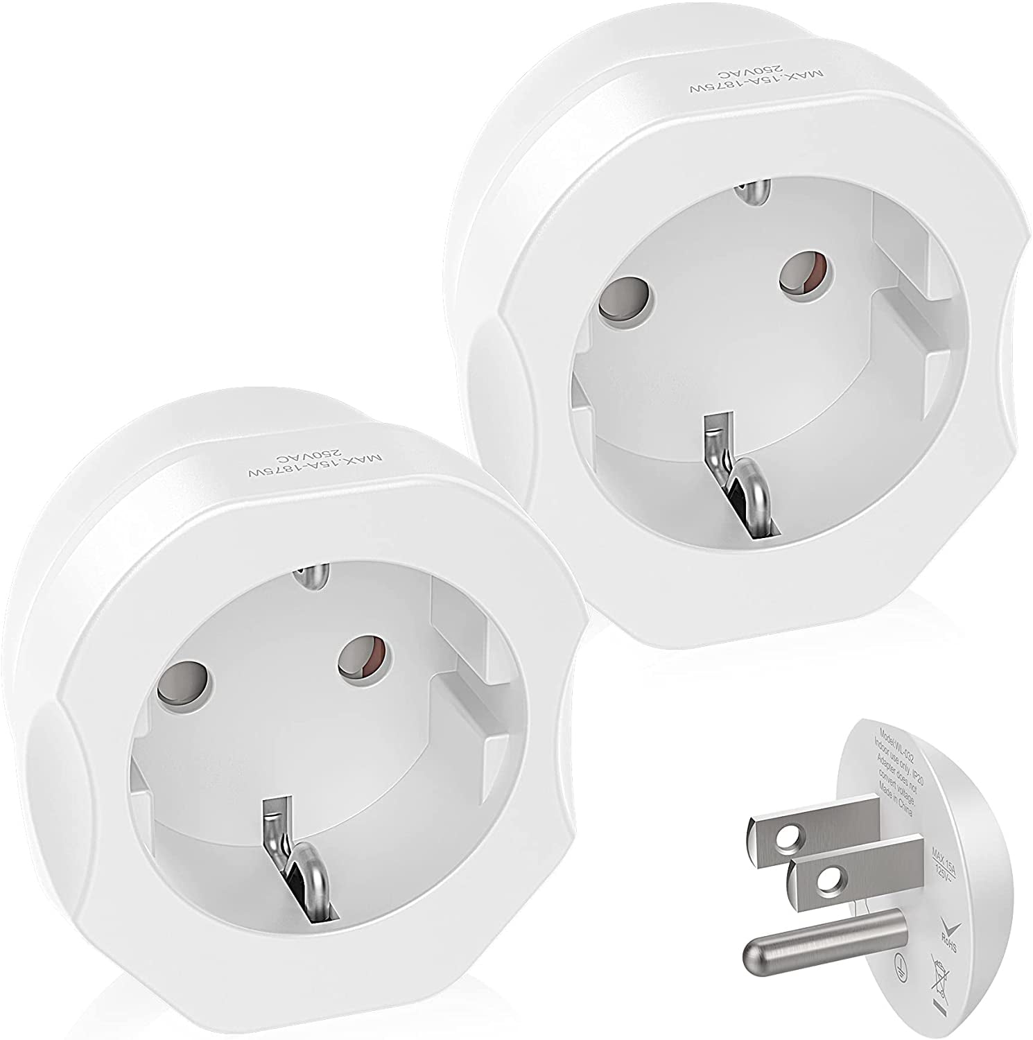 Details about   Wall AC Power Plug Adapter Converter EU Europe to US USA Adaptor Travel Charger 
