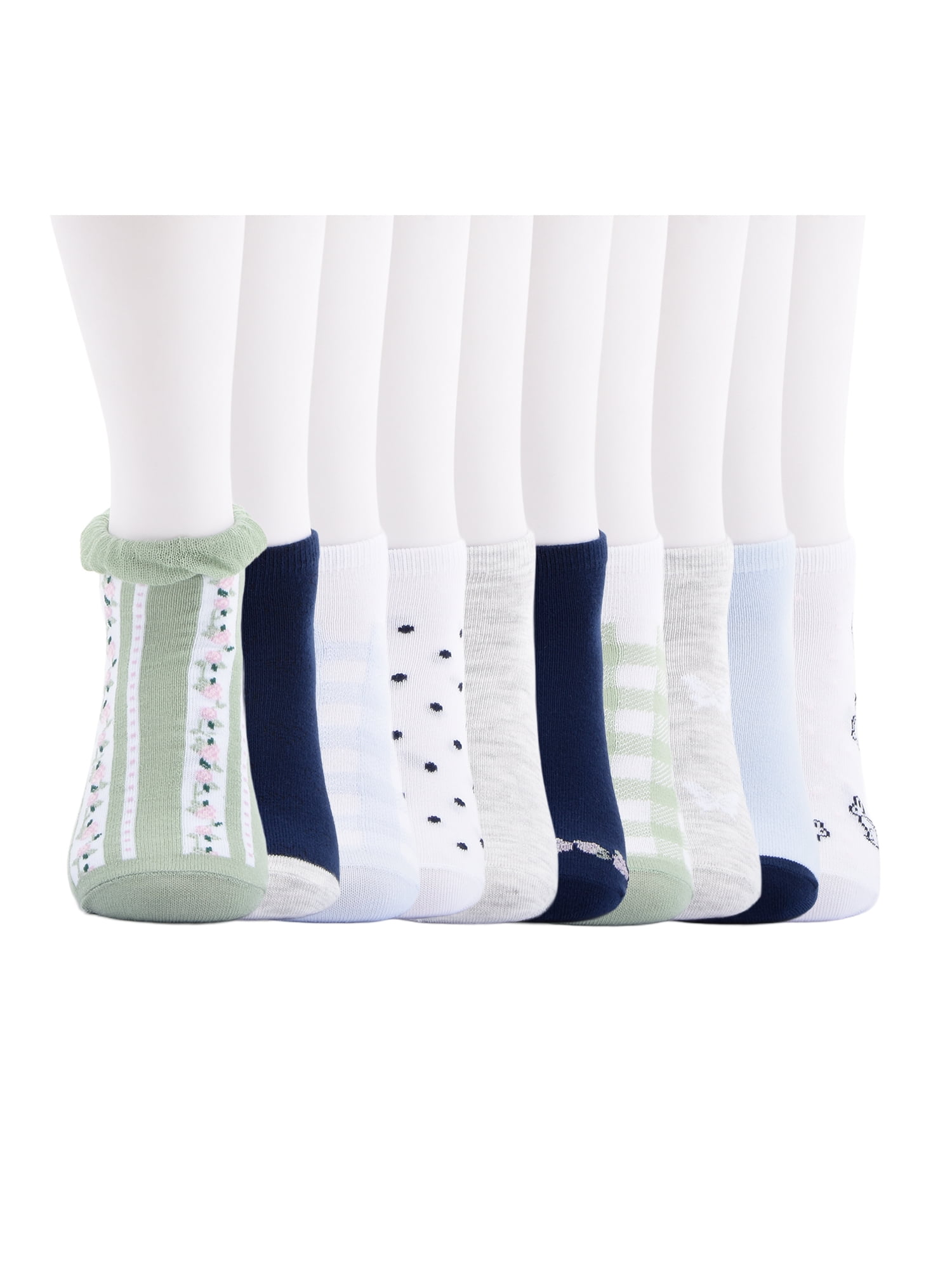 No Boundaries Women’s Low Cut Socks, 10 Pack, Shoe Sizes 4-10