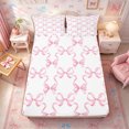 thumbnail image 3 of Meiyoeat Minimalist Ribbon Print King Sheets 4Pcs,Delicate Bow Pattern Bedding,Pink White,1 Flat Sheet,1 Fitted Sheet and 2 Pillowcases, 3 of 6