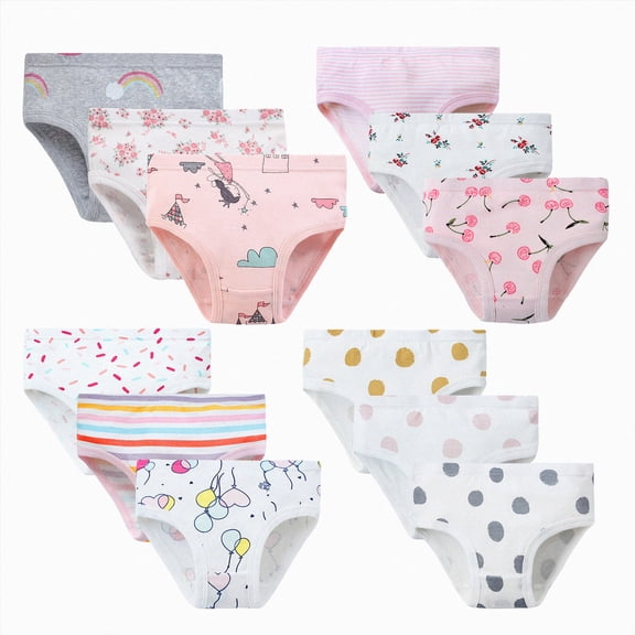 Splozh Kids Underwear Girls Pack of 3 Soft Breathable Cotton Panties, Cute Seamless Toddler Potty Training Underwear White,5-6 Years