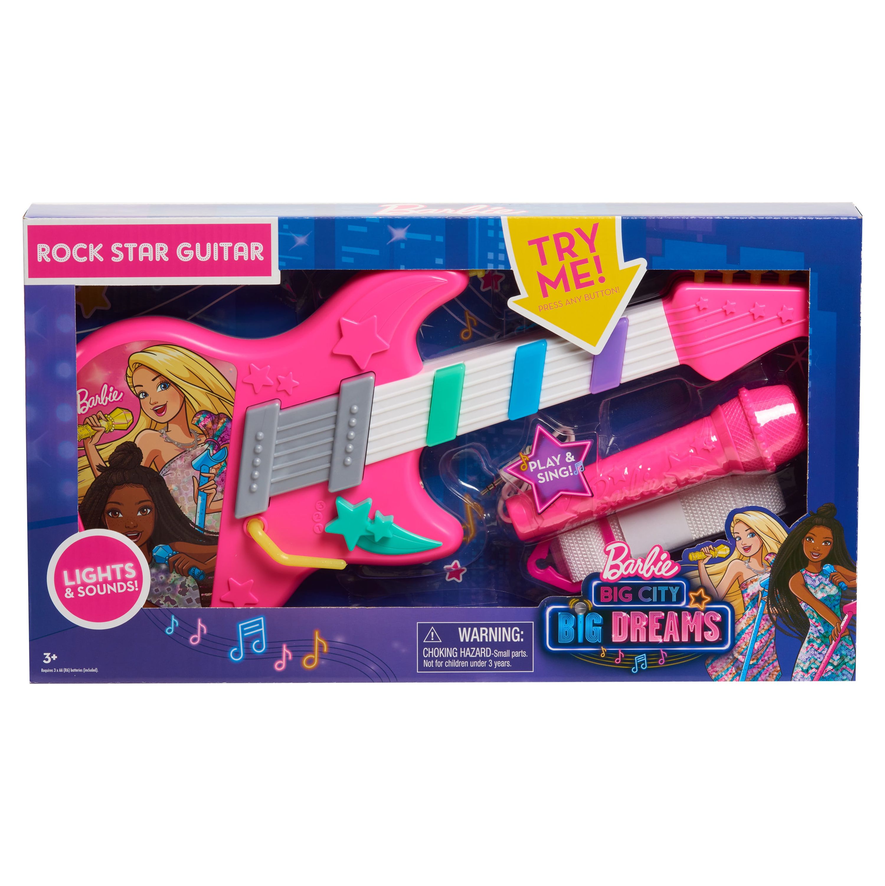 Barbie Rock Star Guitar, Interactive Electronic Toy Guitar with Lights, Sounds, and Microphone,  Kids Toys for Ages 3 Up, Gifts and Presents - image 11 of 11