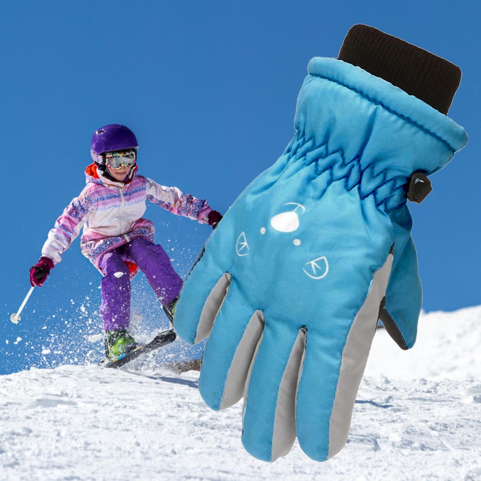 Zeceouar Kids Winter Snow Ski Gloves Toddler Waterproof Insulated Warm