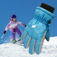 thumbnail image 2 of Fridja Snow Gloves for 5-12 Years Old Kids Ski Winter Gloves Rose Embroidery Windproof Children Warm Gloves for Toddler Girls Boys, 2 of 3
