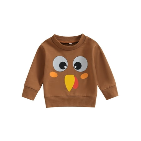 

Canis Long Sleeve Cartoon Turkey Print Hoodie for Thanksgiving Baby