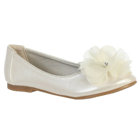 Girls Ivory Rhinestone Flower Lucy Special Occasion Dress Shoes 5-10Toddler