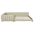 thumbnail image 3 of MODERNLUXE Queen Size Upholstered Grounded Platform Bed with Twin XL Bed,Extra Large Floor Bed Frame for Family,Beige, 3 of 7