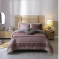 thumbnail image 3 of Vianney - Blossom Queen Size Reversible Comforter Set 5-Piece - Chic Grey and Rose Pink Textured Stripes - All-Season Warmth and Breathable Materials, 3 of 7