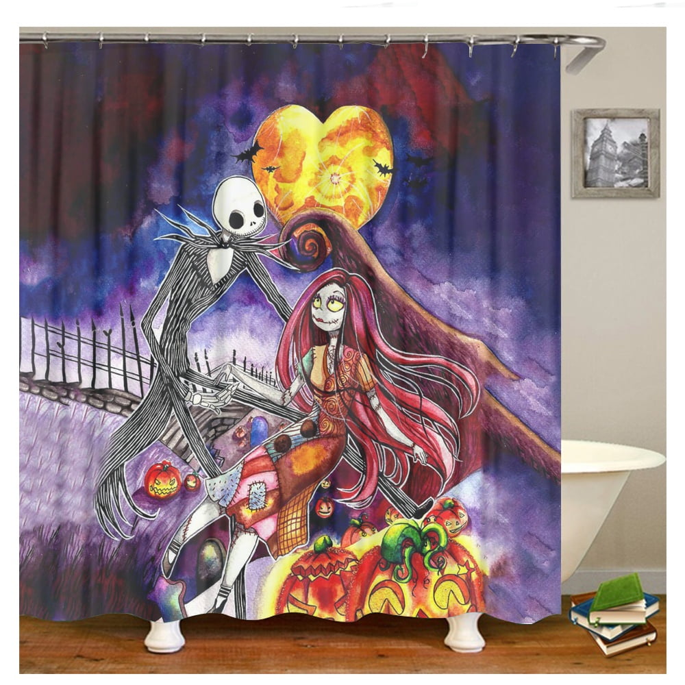 FUNIER Shower Curtain Helloween Nightmare Before Christmas Home