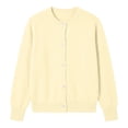 thumbnail image 4 of Trendfront Womens Fuzzy Knit Cardigan Crew Neck Long Sleeve Button Front Balloon Sleeve Cropped Relaxed Fit Casual Fall Winter Sweater Top, 4 of 4