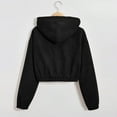 thumbnail image 7 of Wensltd Women Winter Solid Color Fleece Lined Cotton Coat Long Sleeve Short Hooded Jacket Outerwear Top, 7 of 7