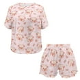 thumbnail image 4 of Yuyamidu Cute Pig Women's Pajama Sets Short Sleeve Nightwear Pink Daily Wear Shirts Shorts with Pockets Jogger Home Life Loungewear 2 Piece Soft Crewneck Sleep Wear Size 3XL, 4 of 7