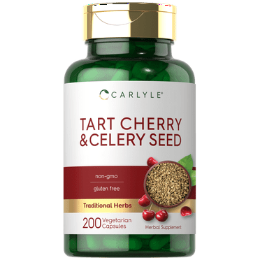 Tart Cherry and Celery Seed Supplement | 200 Capsules | For Men and Women | By Carlyle