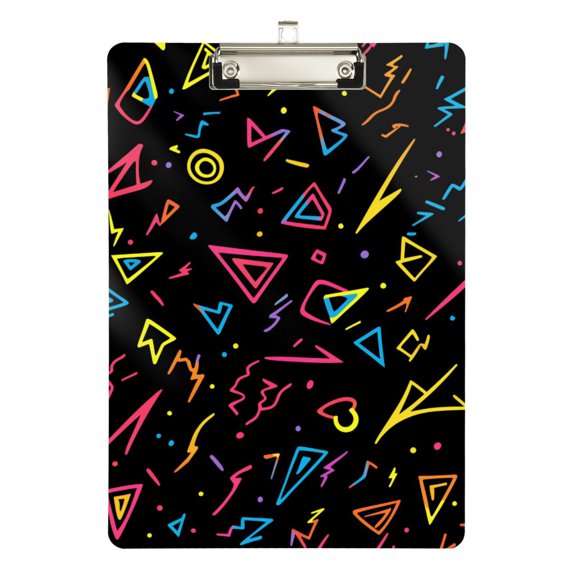 FORMRS Acrylic Clipboard with Low Profile Clip Standard A4 Letter Size, 12.5" x 9", Black Neon Lightning