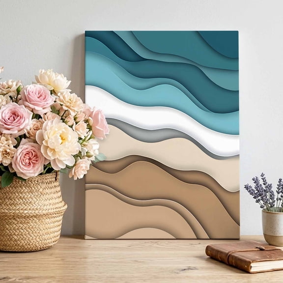 Canvas Wall Art Turquoise Brown Ombre Canvas Art Print Turquoise Gradient Pictures Wall Decor for Living Room Bedroom Artwork Decorations Stretched Framed Ready to Hang 22"x28"