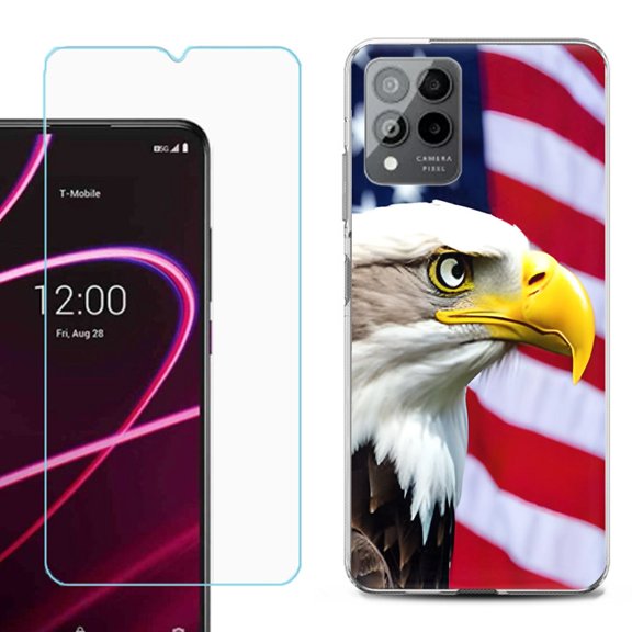 OneToughShield ® for T-Mobile Revvl 6x Pro 5G Shockproof Fashion Phone Case, with Tempered Glass Screen Protector - Eagle
