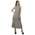 thumbnail image 2 of Moomaya Robe de Vacances pour Femmes en Rayonne, Col Licou, Sans Manches, Fente avant, Robe Imprimée, 2 of 4