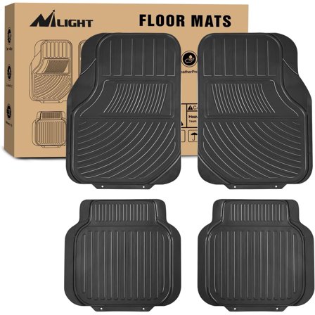 Nilight Rubber Floor Mats for Cars Trucks SUVs, Universal Trim to fit for Most Vehicles, All Weather Protection Heavy Duty Floor Liners, Pack of 4