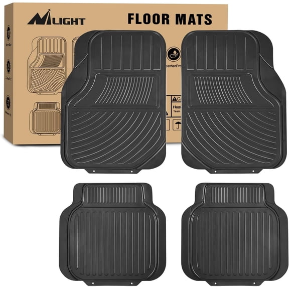Nilight Rubber Floor Mats for Cars Trucks SUVs, Universal Trim to fit for Most Vehicles, All Weather Protection Heavy Duty Floor Liners, Pack of 4