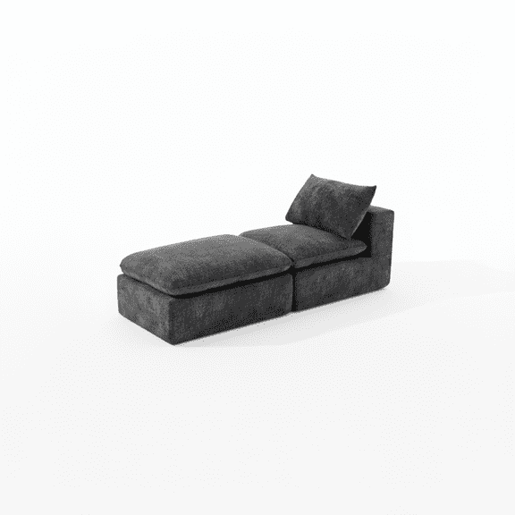 Youmumeub Modern Cloud Sofa, 69" Dark Gray Chenille Modular Loveseat, 2-Seater Floor Couch with High-Density Foam, Comfy Sectional for Living Room Apartment
