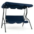 thumbnail image 2 of Gymax 3-Person Swing Chair Porch Swing Seat w/ Adjustable Canopy Removable Cushion Navy, 2 of 10