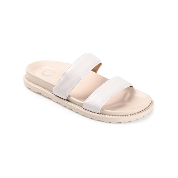 Journee Collection Womens Stellina Faux Leather Crocodile Print Slide Sandals