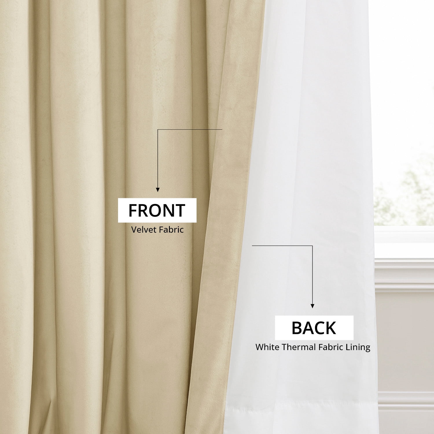 Half Price Drapes Au Lait Creme Heritage Plush Velvet Room Darkening Curtains (1 Panel), 50W X 108L