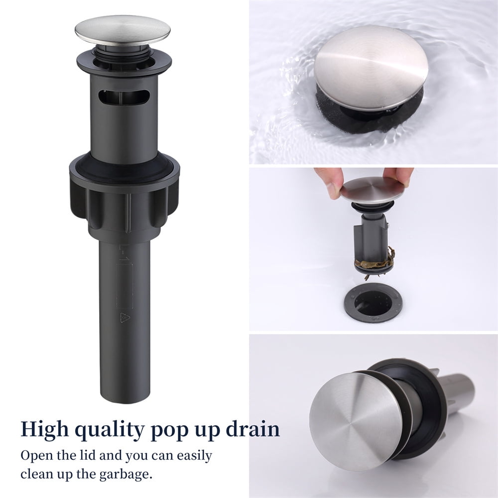 Tcbosik 8 inch Brushed Nickel Bathroom Sink Faucet, 3 Hole 360° Swivel Spout Vanity Sink Basin Faucet, 2-Handle Lavatory Faucet with Pop Up Drain Assembly and Water Supply Hoses