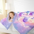 thumbnail image 3 of jejeloiu Kawaii Unicorn Bedding Comforter Set,Purple Flower Floral Twin Comforter Sets,Galitter Stars Print Bedding Set For Child,Ultra Soft Bedroom Decorative Reversible,2 Pieces, 3 of 7
