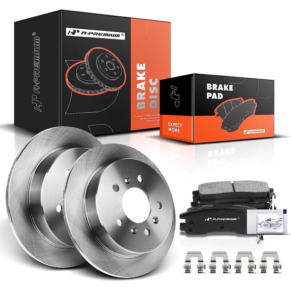 A-Premium 10.94 inch(278 mm) Rear Solid Disc Brake Rotors   Ceramic Pads Kit Compatible with Select Chevy and Buick Models - Impala 06-10, Monte Carlo 06-07, LaCrosse 08-09, Allure 08-09, 6-PC Set