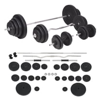 Pemberly Row Versatile 264.6 lbs Barbell and Dumbbell Set in Black