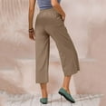 thumbnail image 3 of Futezty Women Casual Loose Elastic Waist Cotton Trouser Cropped Wide Leg Pants, 3 of 5