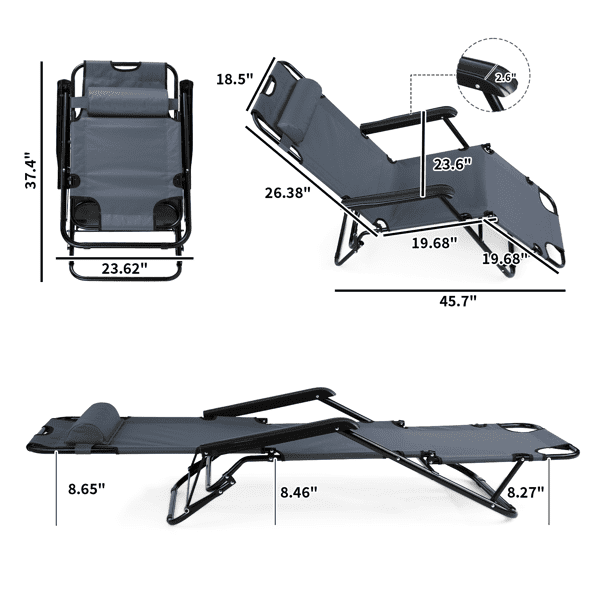 Alvantor 2-in-1 Folding Lounge Chair with Adjustable Recline photo 2