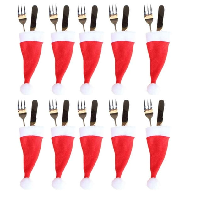 Xingzhi Christmas Hat Cap Tableware Cutlery Silverware tableware case decoration Holder Pockets Spoon Dinner Case Box Decoration Fork