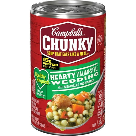 Campbell's Chunky Healthy RequestÂ Hearty Italian-Style Wedding with Meatballs and Spinach Soup, 18.6 oz. Can (Pack of 12) Healthy Request, Hearty Italian-Style
