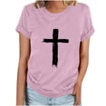 thumbnail image 1 of Camiseta Casual de Manga Corta de Cuello Redondo Impresa para las Mujeres, 95% Poliéster 5% Spandex Vintage Top Ligero para Diario, Fiesta Y Primavera Verano, 1 of 4