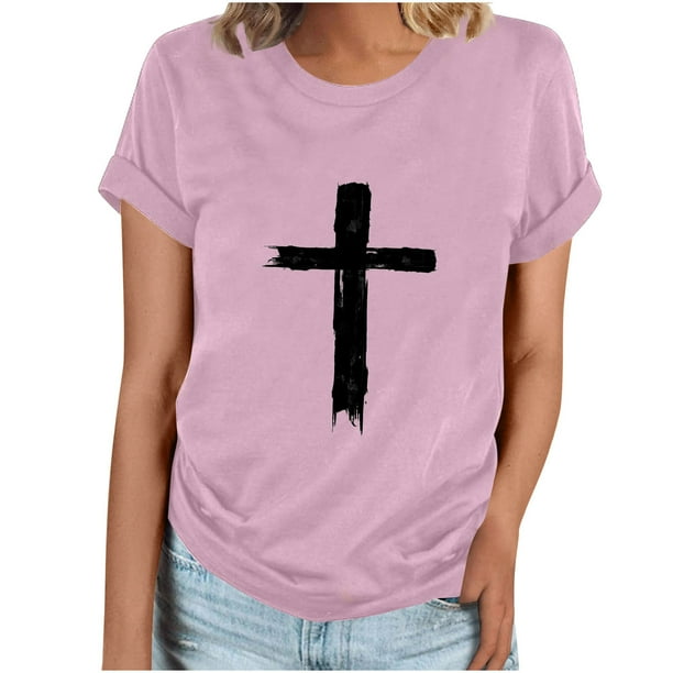 Camiseta Casual de Manga Corta de Cuello Redondo Impresa para las Mujeres, 95% Poliéster 5% Spandex Vintage Top Ligero para Diario, Fiesta Y Primavera Verano