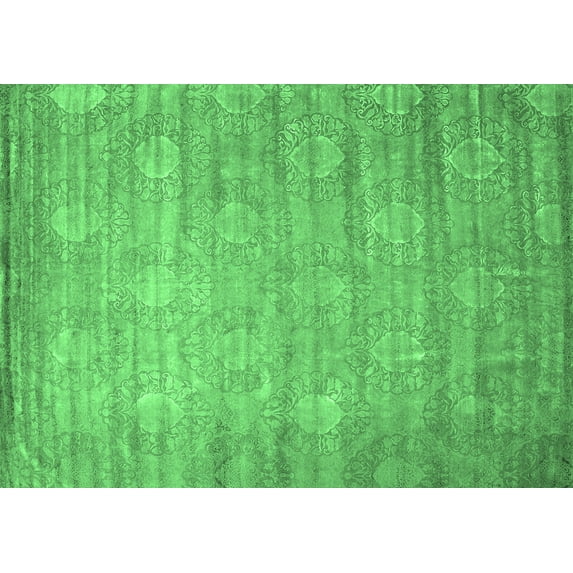 Ahgly Company Indoor Rectangle Abstract Emerald Green Contemporary Area Rugs, 8' x 12'