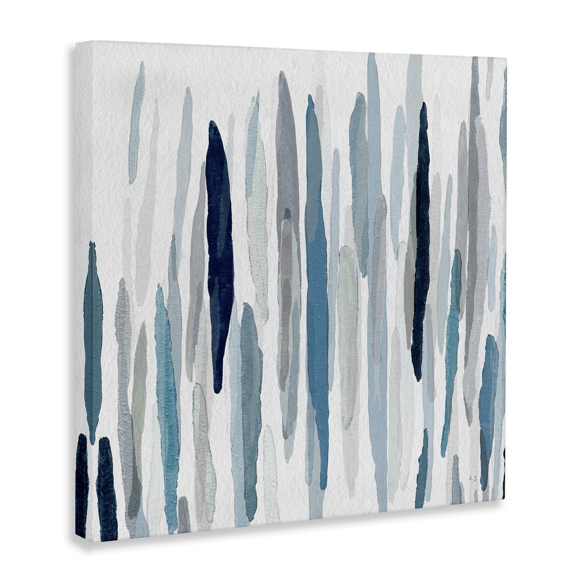 Stupell Industries Abstract Thick Brush Blue Grey Paint Drip ,30 x 30, Design by Sn Jill