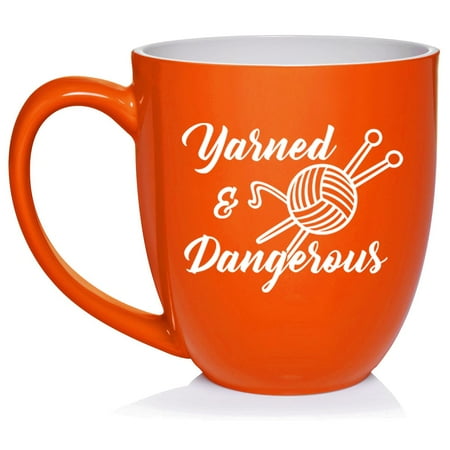 

Yarned And Dangerous Funny Knitting Ceramic Coffee Mug Tea Cup Gift (16oz Orange)