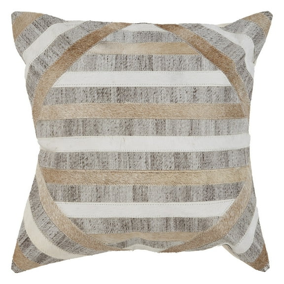 Woven Paths Xena 20" x 20" Gray/Brown Geometric Faux Hide Adult Decorative Throw Pillow