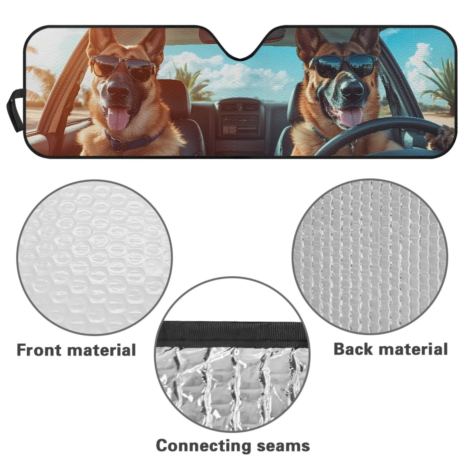 HUIACONG Cool Dog Foldable Windshield Sun Shade Compatible with Jeep Wrangler Sun Shade fit for Jeep Wrangler JL JLU 2018-2025 / Jeep Gladiator 2020-2025 ,Keep Car Interior Cooler