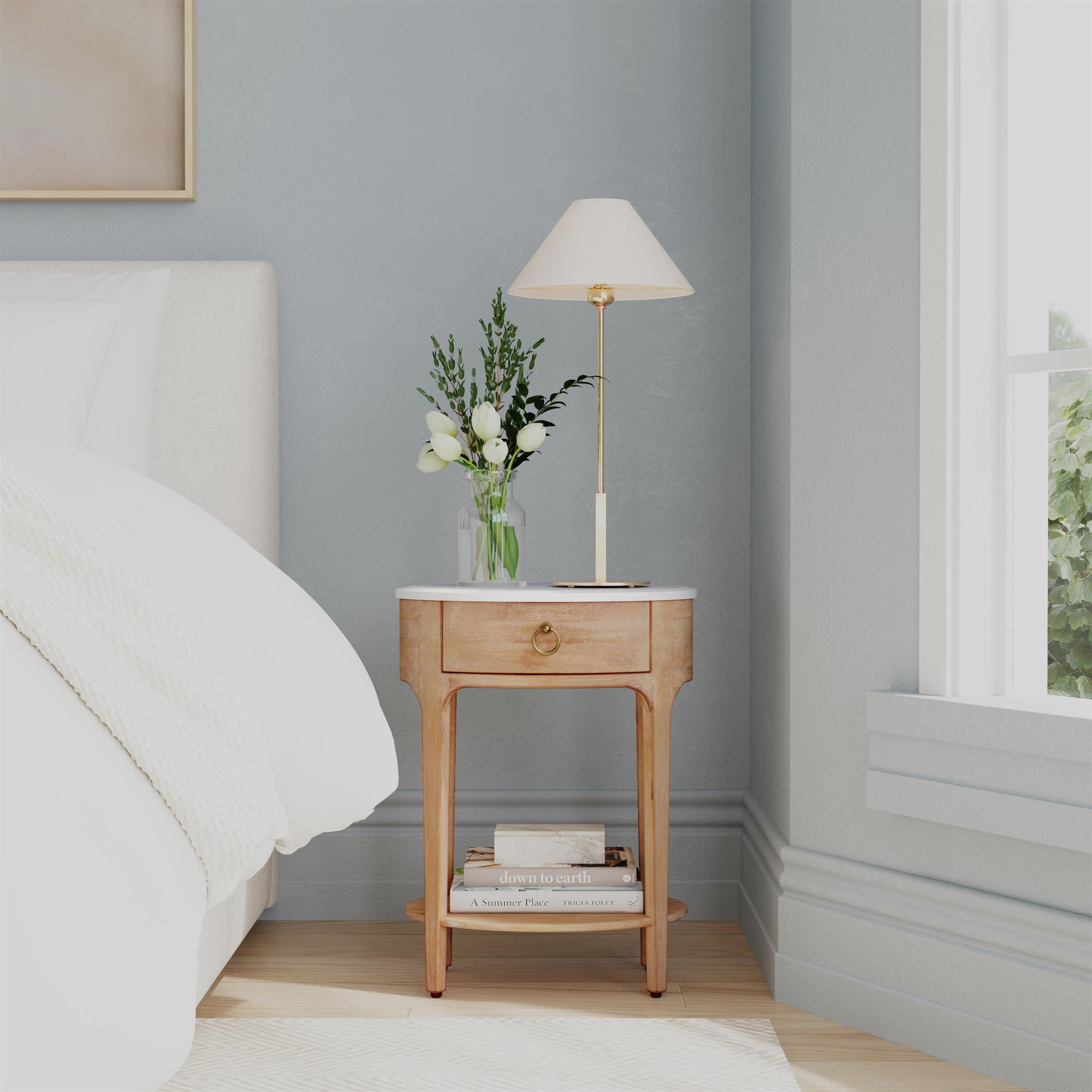 Butler Specialty Company Ellen Marble and Wood 1 Drawer Nightstand - Natural