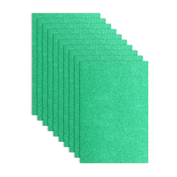 10 Pack Dark Green Glitters Foam Sheets, 8 x 12 Inch Self-Adhesive Sparkle EVA Foam Sheets for Crafting(1.5mm Thick)